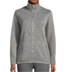 McKinley Rubin Knit Fleece Zip-Up Jacket Heather Grey High Neck Pockets M